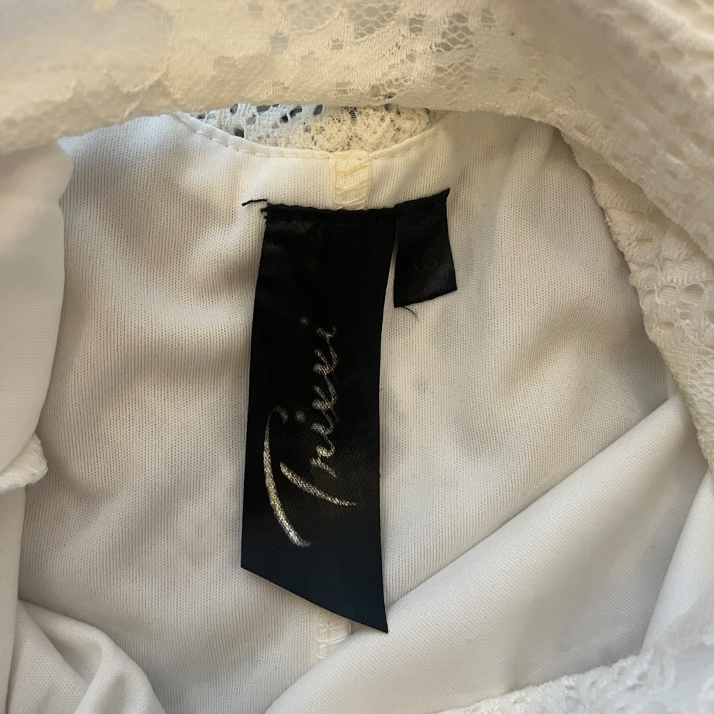 Francesca’s Trixxi White Lace High Mock Neck Shift Slip Tunic Dress size XS - Picture 5 of 7